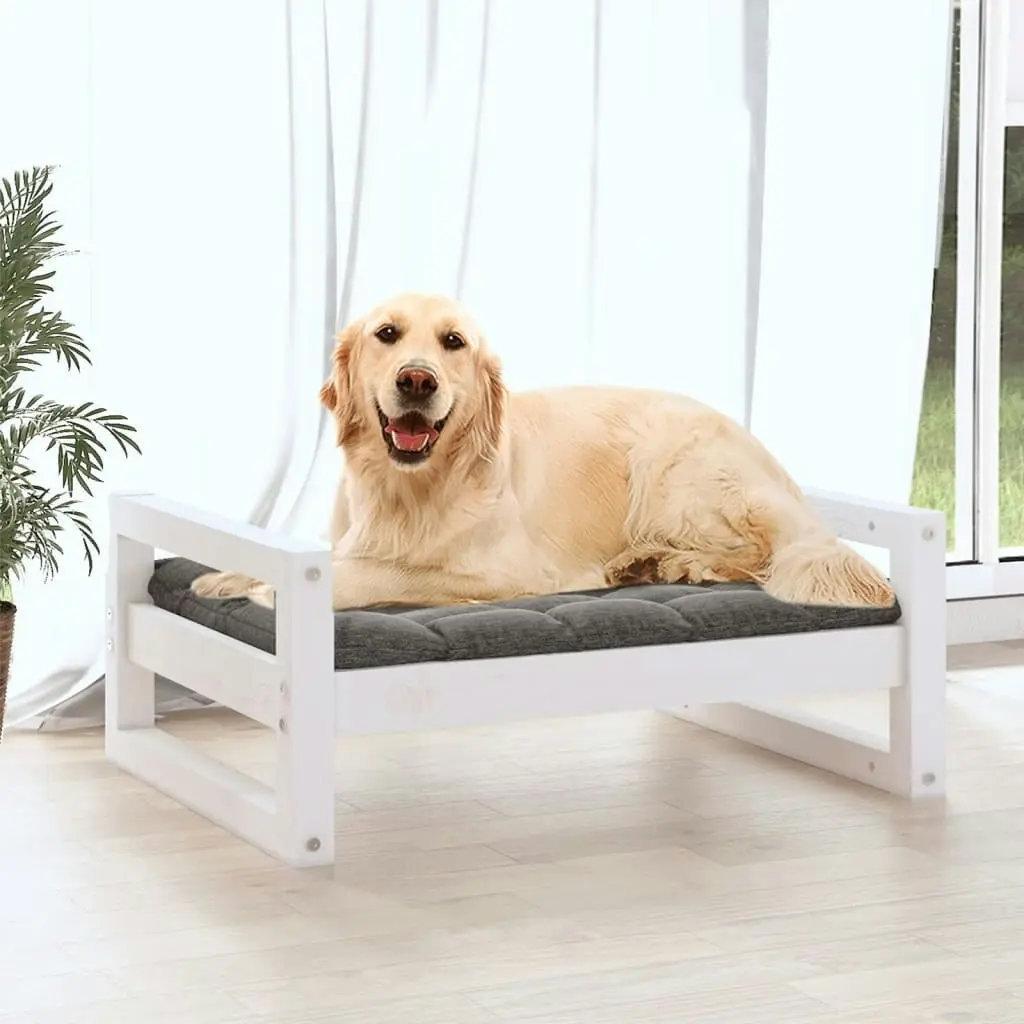 Dog Bed White 75.5x55.5x28 cm Solid Pine Wood 821478