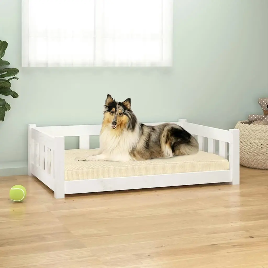 Dog Bed White 95.5x65.5x28 cm Solid Wood Pine 833256