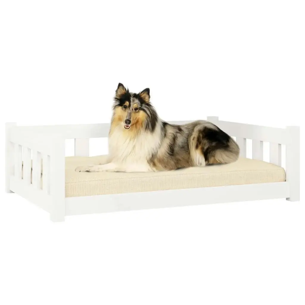 Dog Bed White 95.5x65.5x28 cm Solid Wood Pine 833256