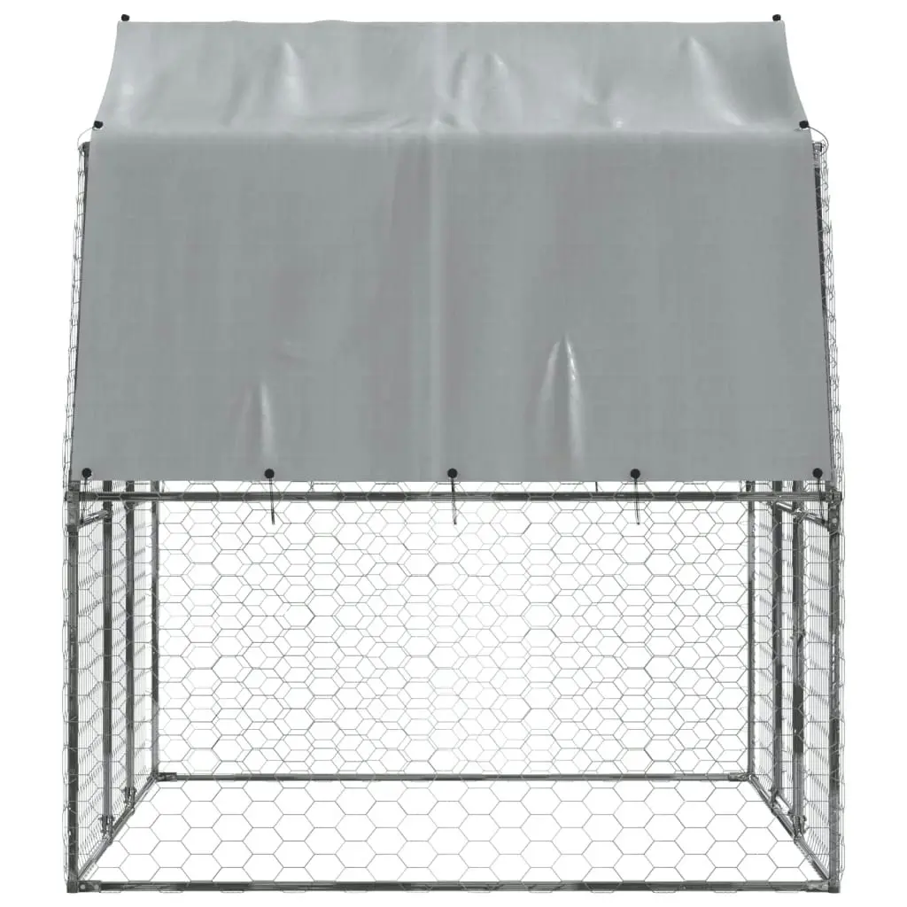 Dog Cages 2 pcs with Roof and Door Silver Galvanised Steel 3294908