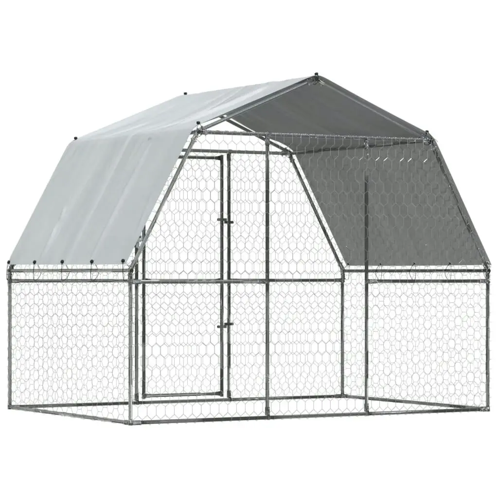 Dog Cages 2 pcs with Roof and Door Silver Galvanised Steel 3294908