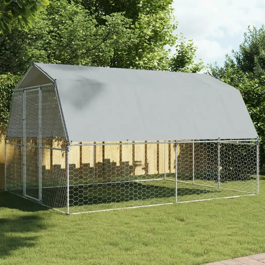 Dog Cages 2 pcs with Roof and Door Silver Galvanised Steel 3294909