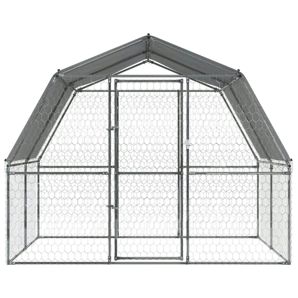 Dog Cages 2 pcs with Roof and Door Silver Galvanised Steel 3294909