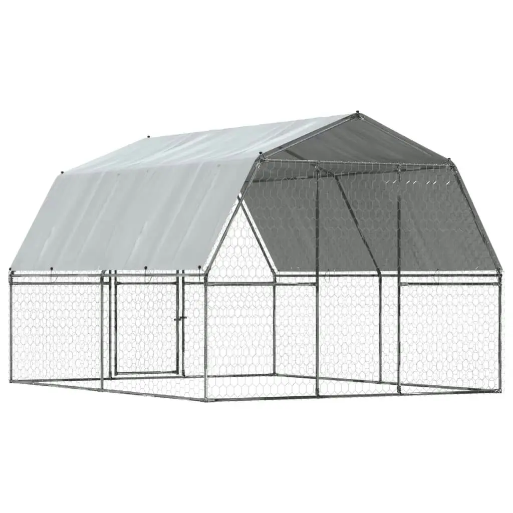 Dog Cages 2 pcs with Roof and Door Silver Galvanised Steel 3294909