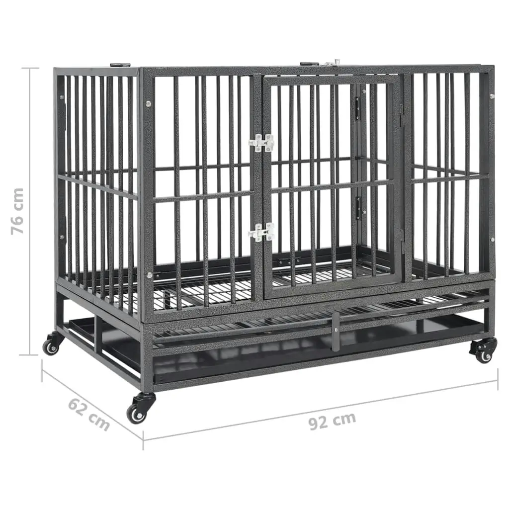 Dog Cage with Wheels Steel 92x62x76 cm 171491