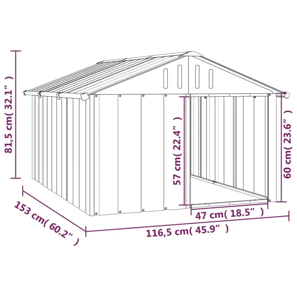 Dog House Anthracite 116.5x153x81.5 cm Galvanised Steel 171541