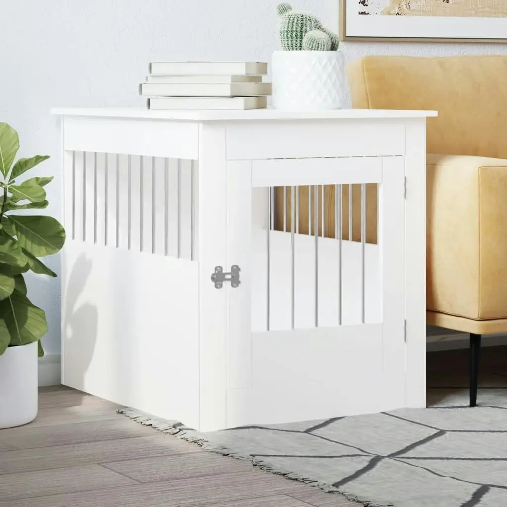 Dog Crate Furniture White 64.5x80x71 cm Engineered Wood 838330