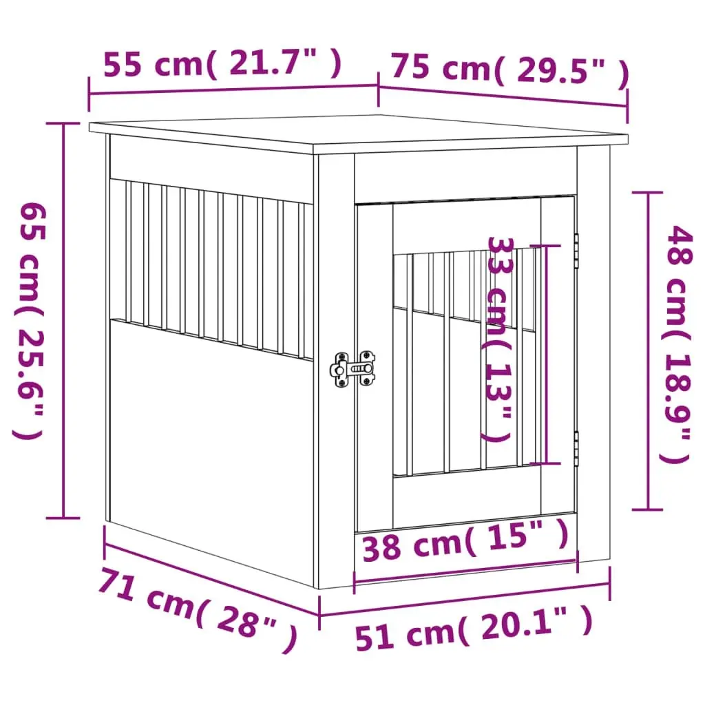 Dog Crate Furniture White 55x75x65 cm Engineered Wood 838316