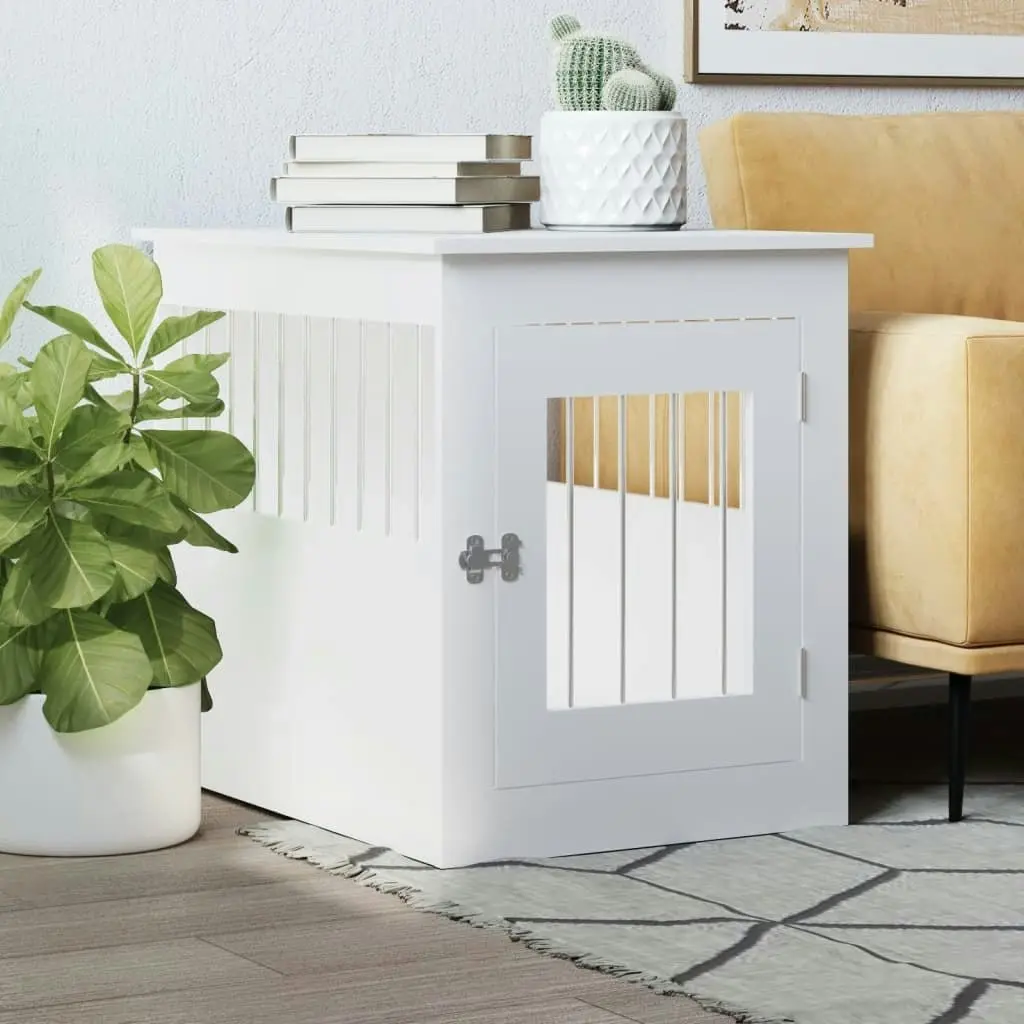 Dog Crate Furniture White 55x75x65 cm Engineered Wood 838316