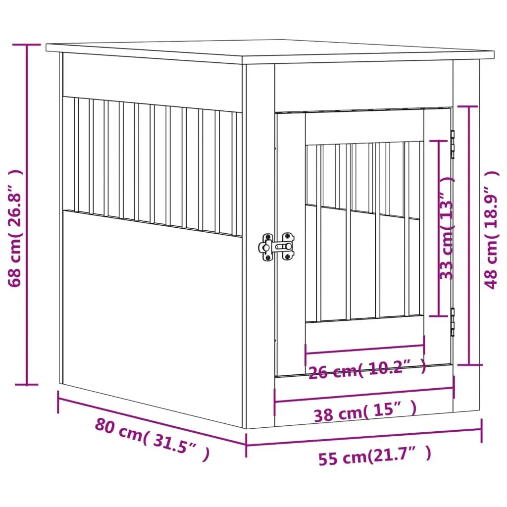 Dog Crate Furniture White 55x80x68 cm Engineered Wood 838323