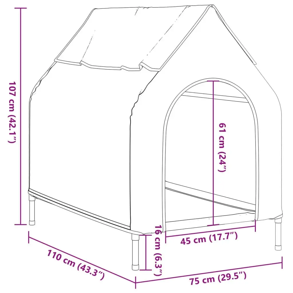 Dog House Light Grey Oxford Fabric and Steel 172591