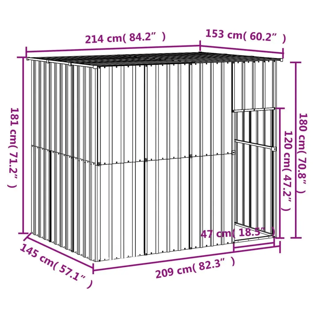 Dog House with Roof Anthracite 214x153x181 cm Galvanised Steel 172371