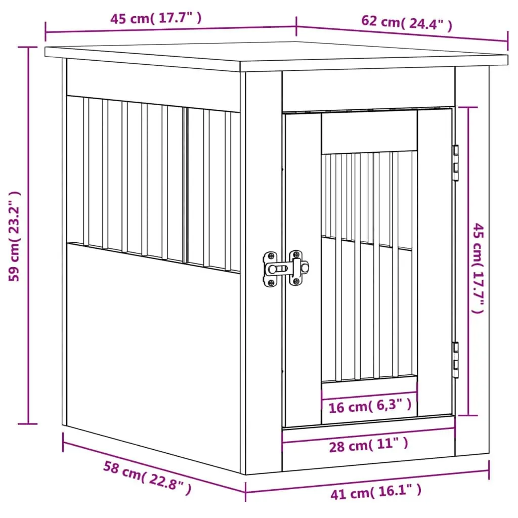 Dog Crate Furniture White 45x62x59 cm Engineered Wood 838309