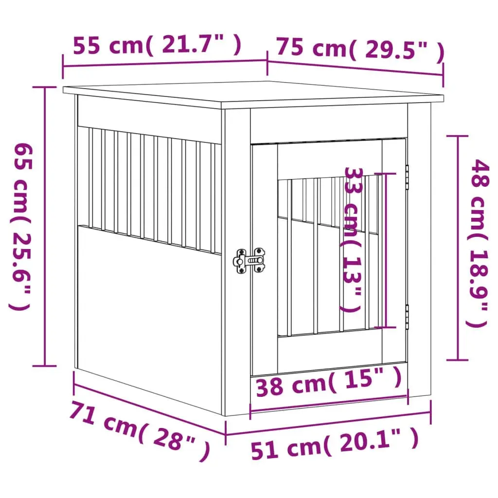 Dog Crate Furniture Black 55x75x65 cm Engineered Wood 838317