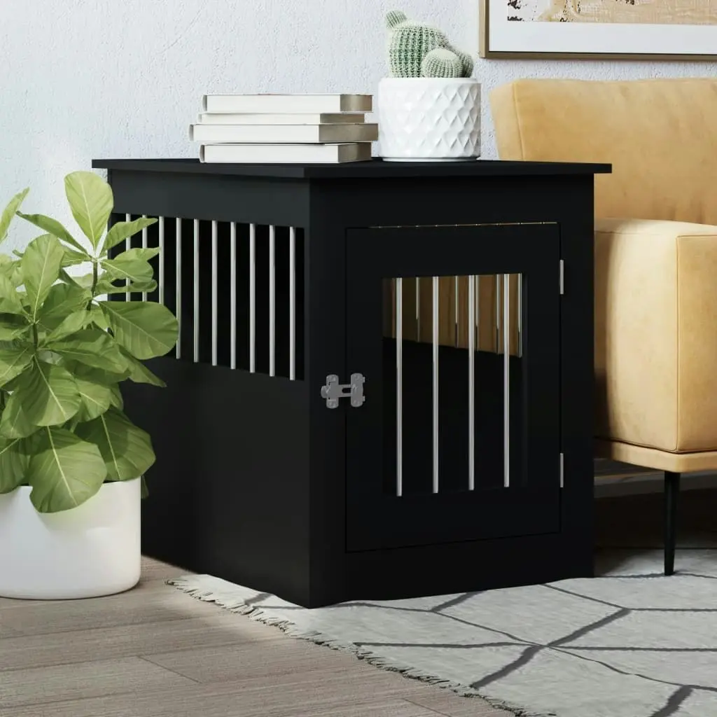 Dog Crate Furniture Black 55x75x65 cm Engineered Wood 838317