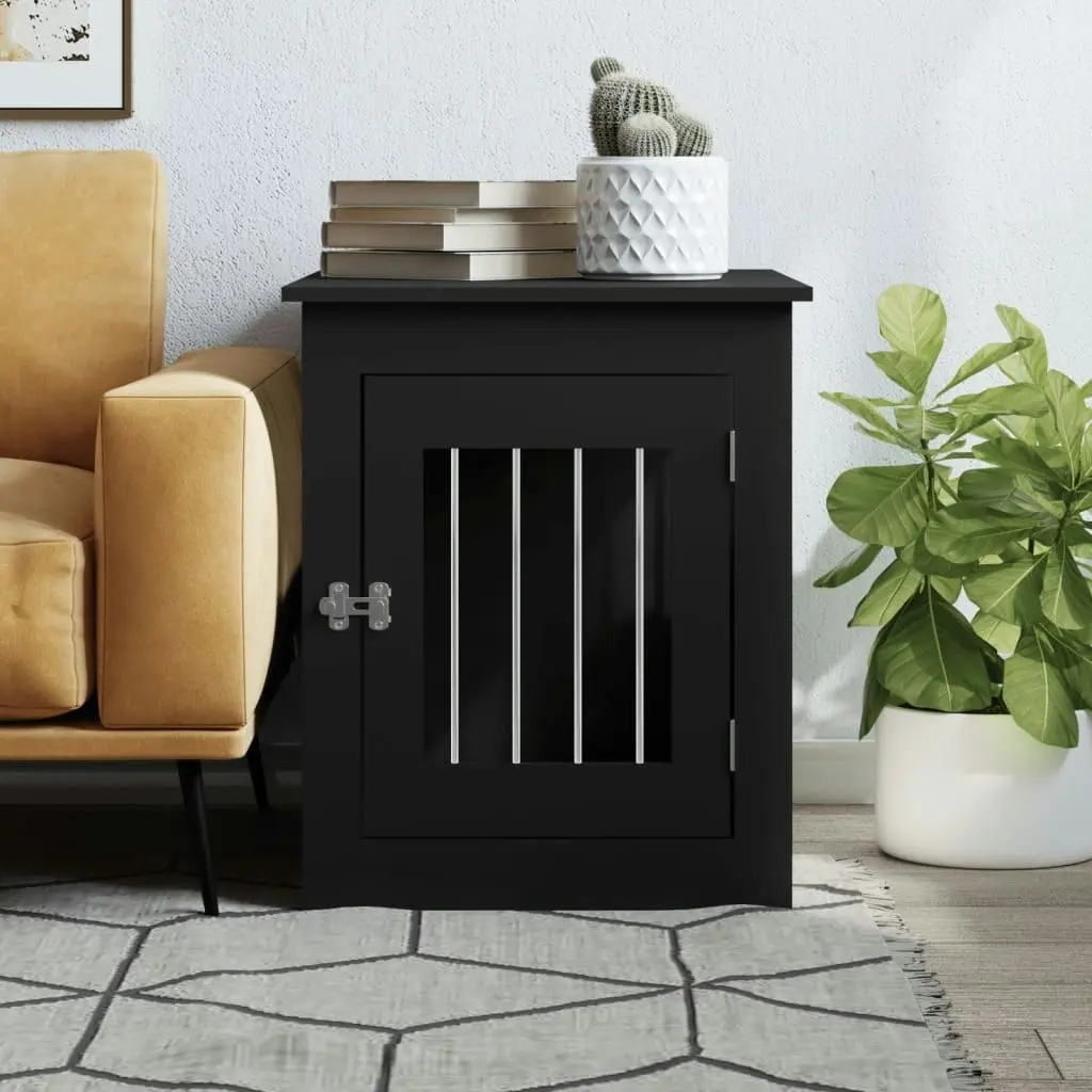 Dog Crate Furniture Black 55x75x65 cm Engineered Wood 838317