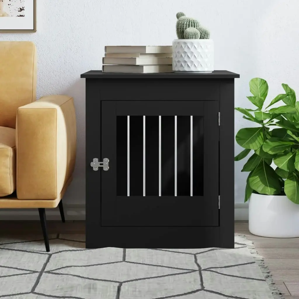 Dog Crate Furniture Black 64.5x80x71 cm Engineered Wood 838331