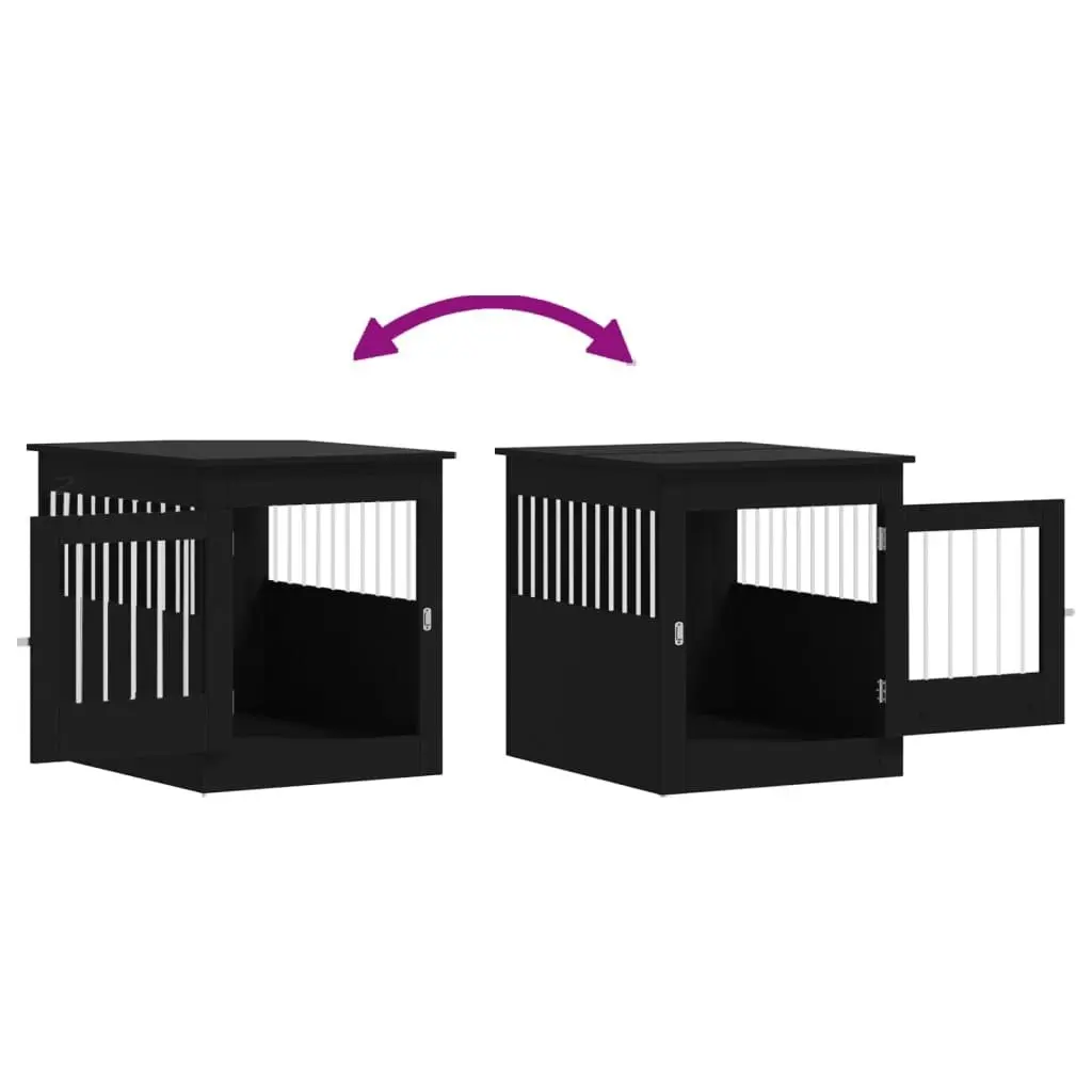 Dog Crate Furniture Black 64.5x80x71 cm Engineered Wood 838331