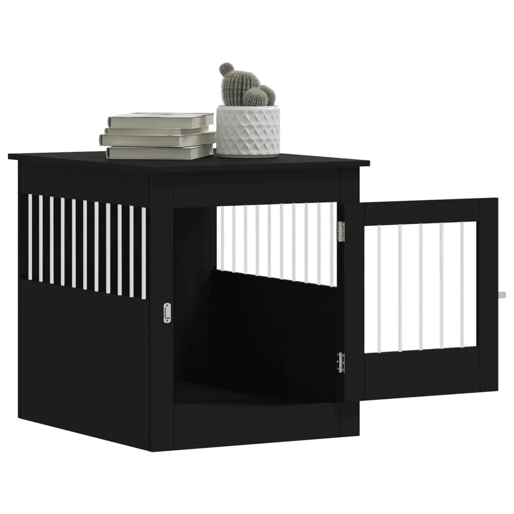 Dog Crate Furniture Black 64.5x80x71 cm Engineered Wood 838331