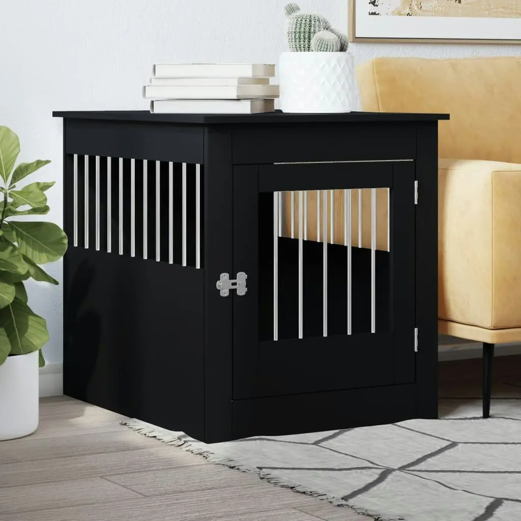 Dog Crate Furniture Black 64.5x80x71 cm Engineered Wood 838331