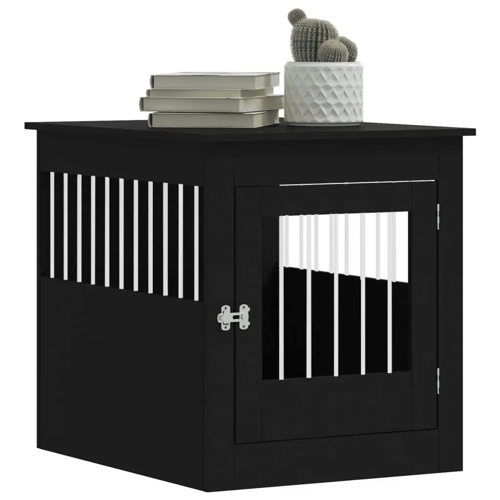 Dog Crate Furniture Black 64.5x80x71 cm Engineered Wood 838331