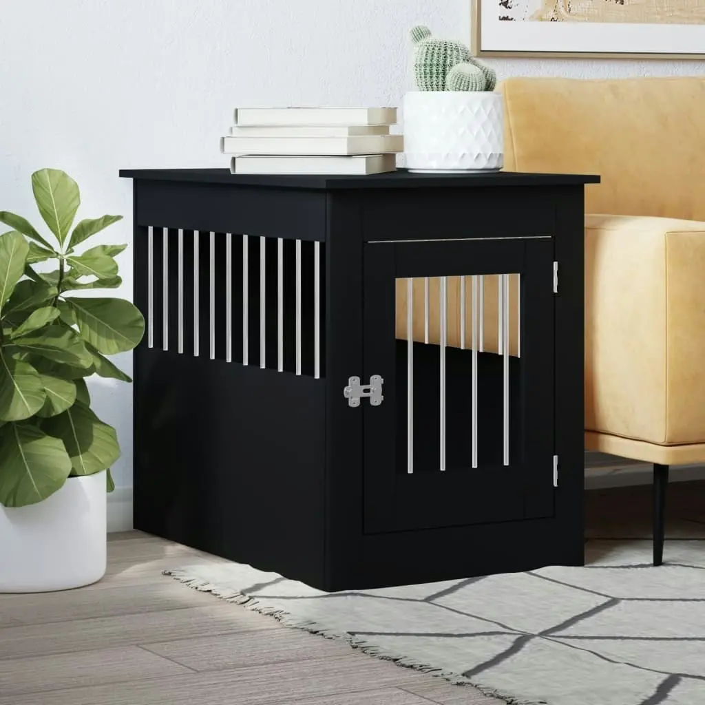 Dog Crate Furniture Black 55x80x68 cm Engineered Wood 838324