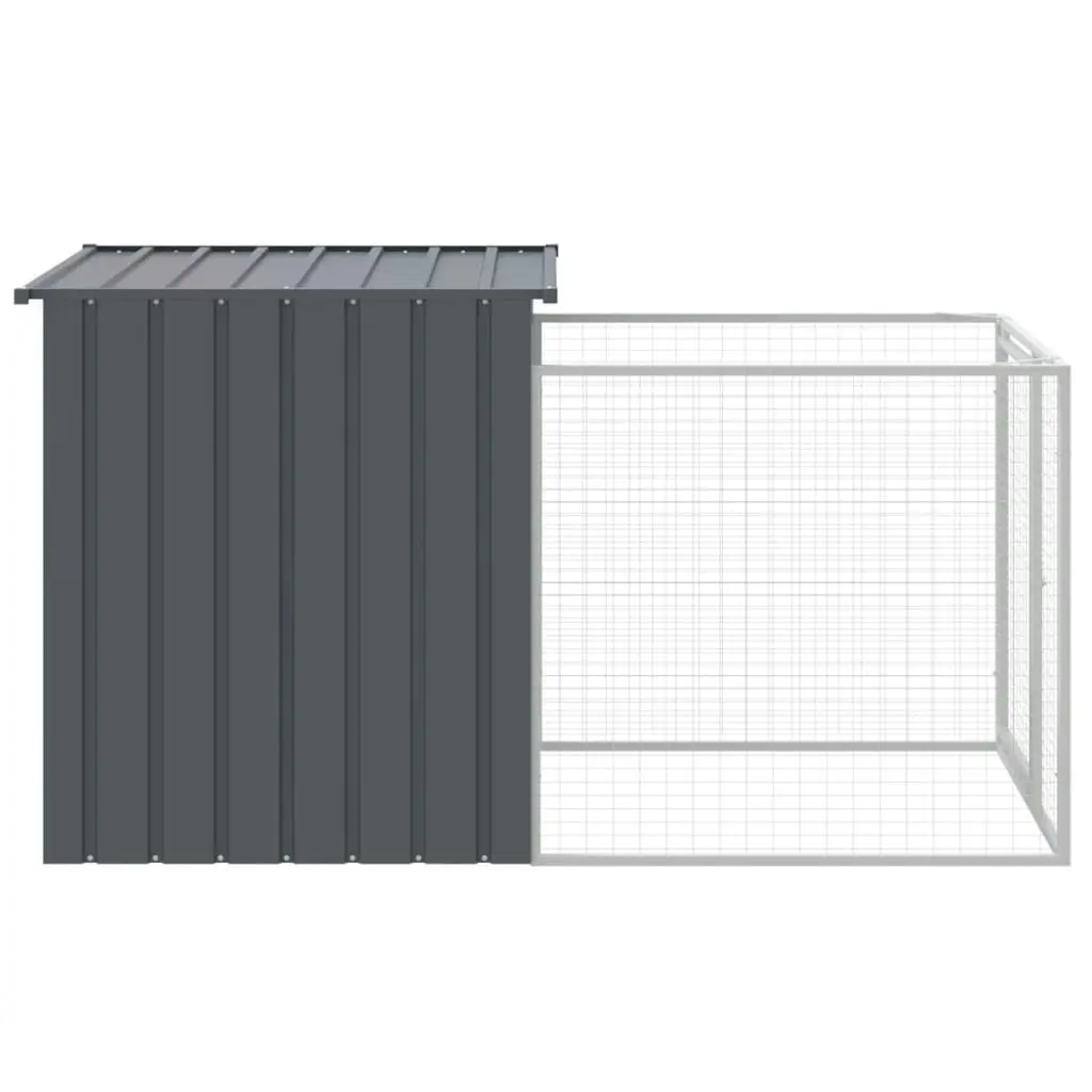 Dog House with Run Anthracite 110x201x110 cm Galvanised Steel 172357