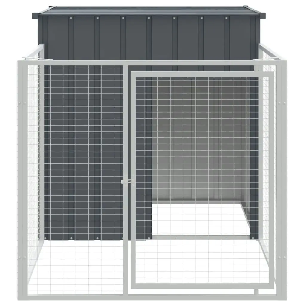 Dog House with Run Anthracite 110x201x110 cm Galvanised Steel 172357