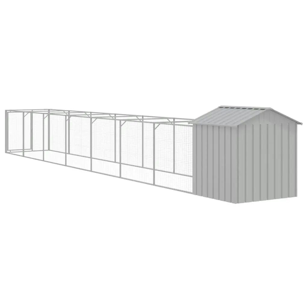 Dog House with Roof Light Grey 117x813x123 cm Galvanised Steel 3189066