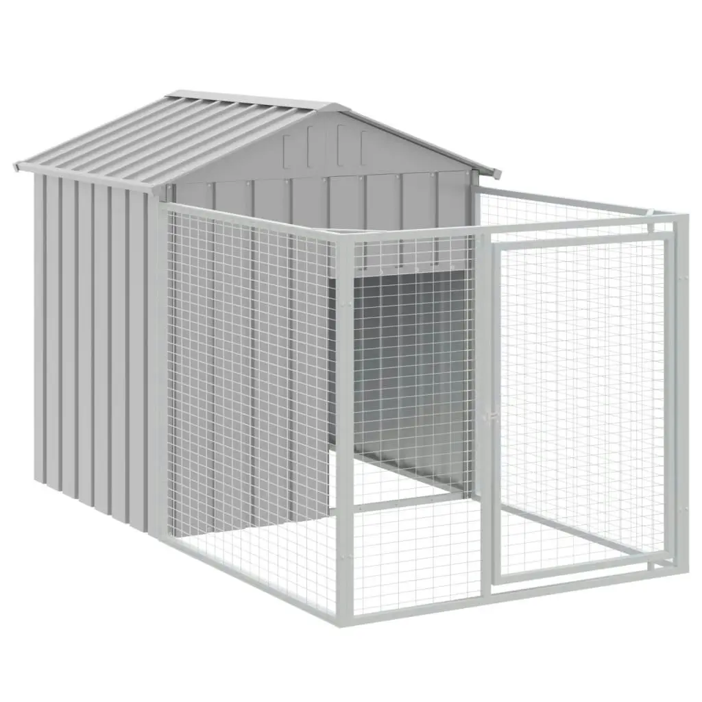 Dog House with Roof Light Grey 117x609x123 cm Galvanised Steel 3189065