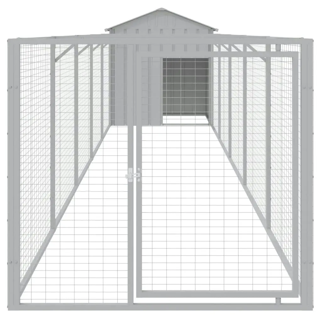 Dog House with Roof Light Grey 117x609x123 cm Galvanised Steel 3189065