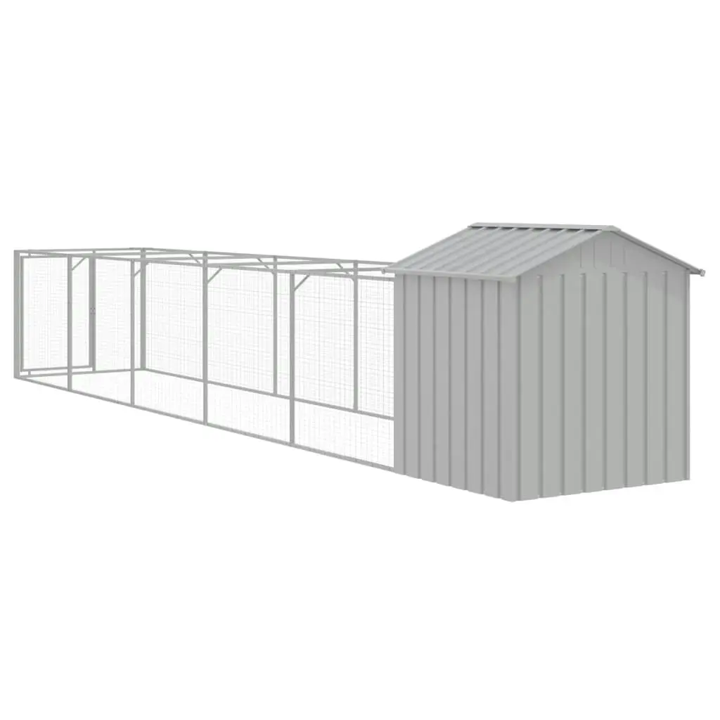 Dog House with Roof Light Grey 117x609x123 cm Galvanised Steel 3189065