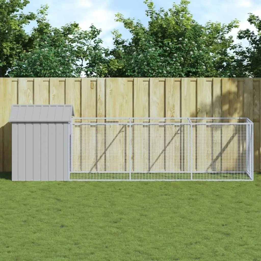 Dog House with Roof Light Grey 117x405x123 cm Galvanised Steel 3189064