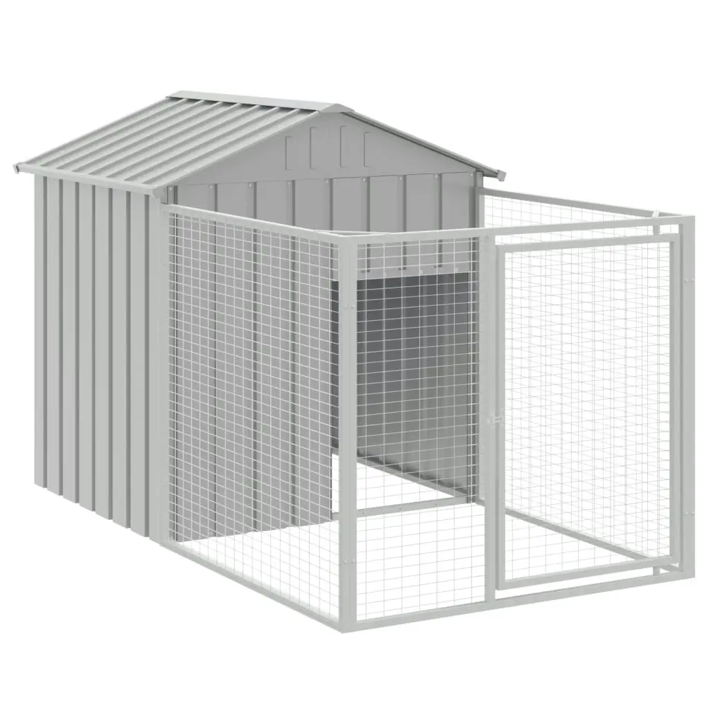 Dog House with Roof Light Grey 117x405x123 cm Galvanised Steel 3189064