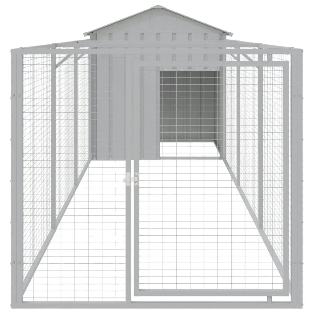 Dog House with Roof Light Grey 117x405x123 cm Galvanised Steel 3189064