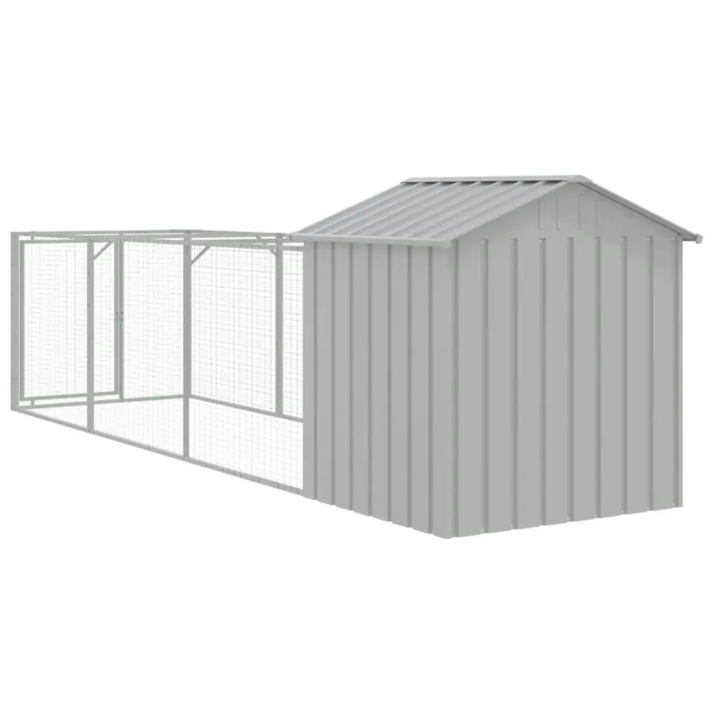 Dog House with Roof Light Grey 117x405x123 cm Galvanised Steel 3189064