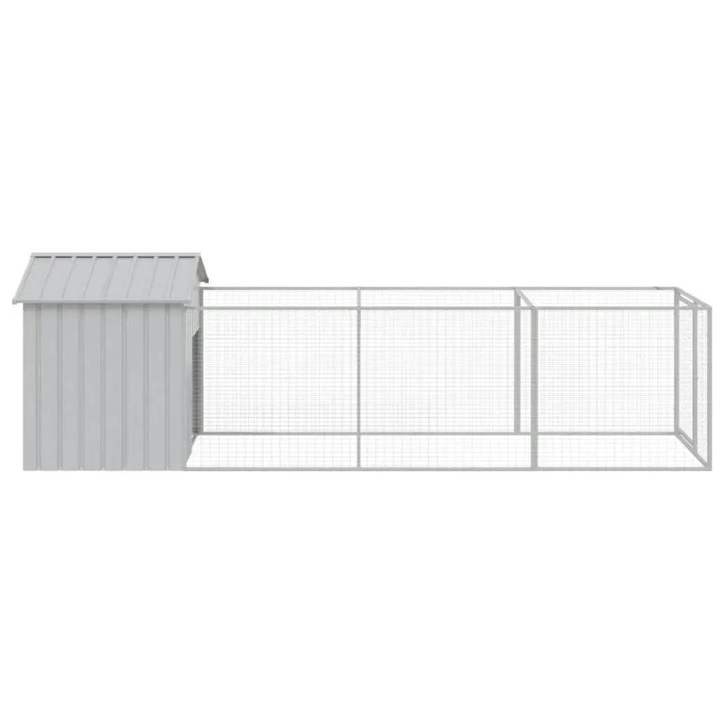 Dog House with Roof Light Grey 117x405x123 cm Galvanised Steel 3189064