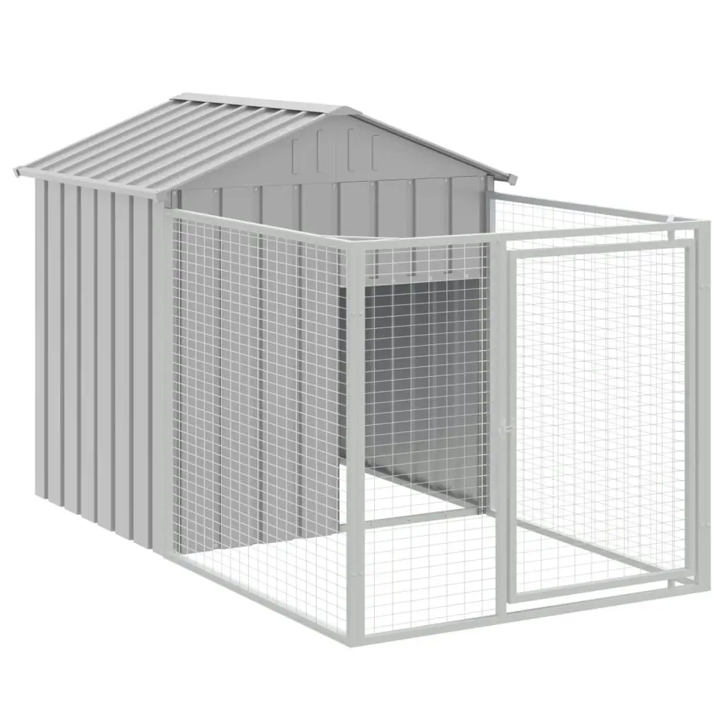 Dog House with Roof Light Grey 117x1221x123 cm Galvanised Steel 3189068