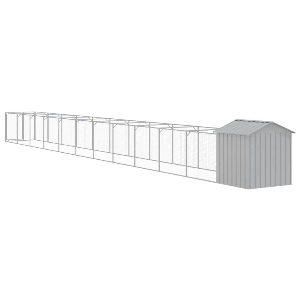 Dog House with Roof Light Grey 117x1221x123 cm Galvanised Steel 3189068