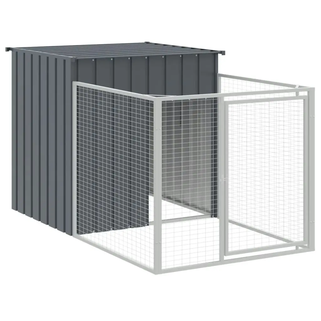 Dog House with Run Anthracite 110x1221x110 cm Galvanised Steel 3189083