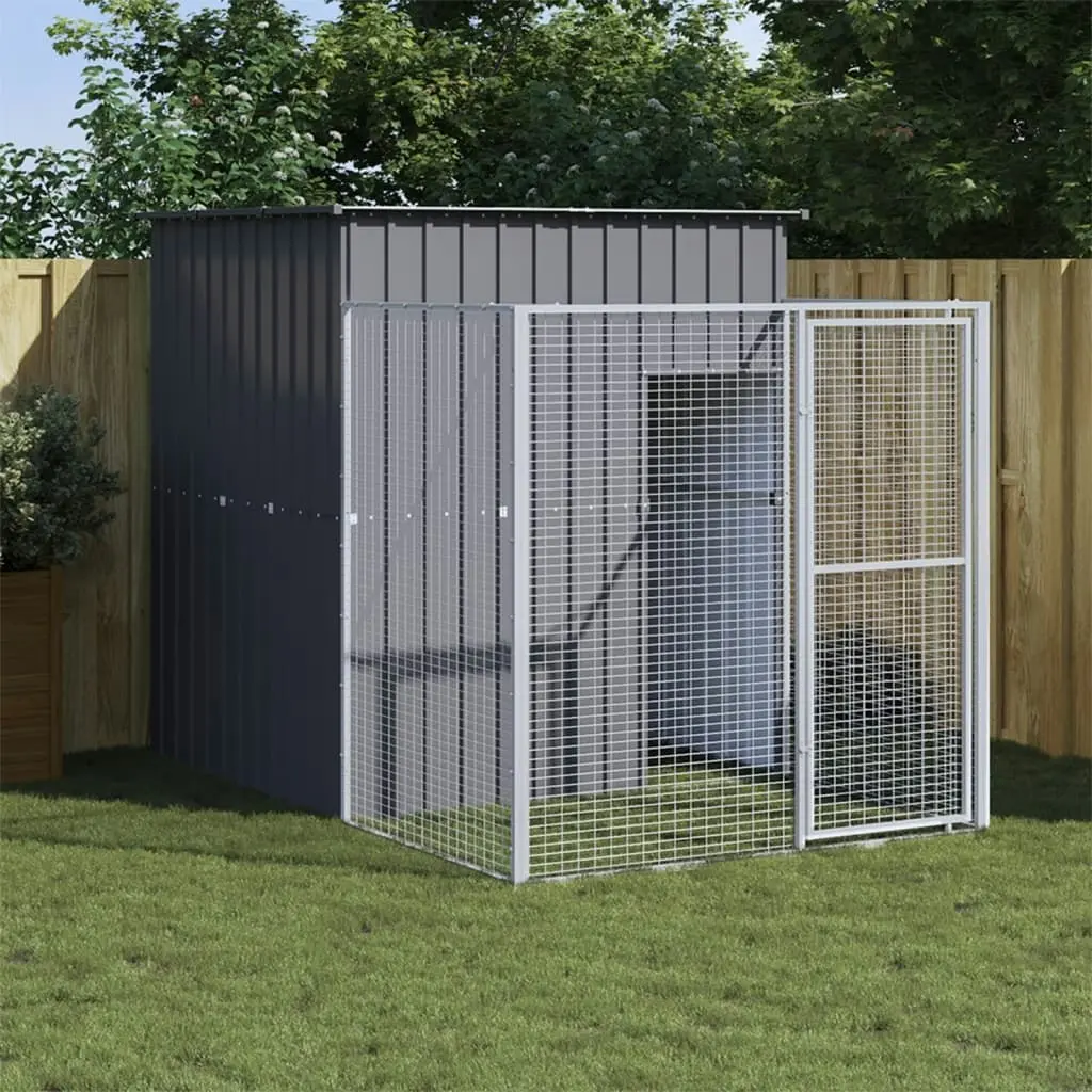 Dog House with Run Anthracite 165x251x181 cm Galvanised Steel 172365