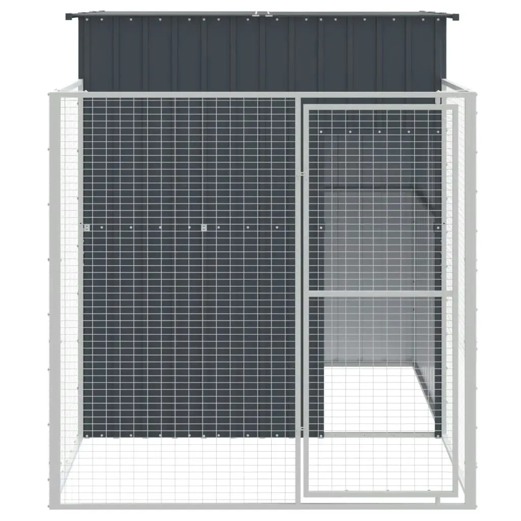 Dog House with Run Anthracite 165x251x181 cm Galvanised Steel 172365