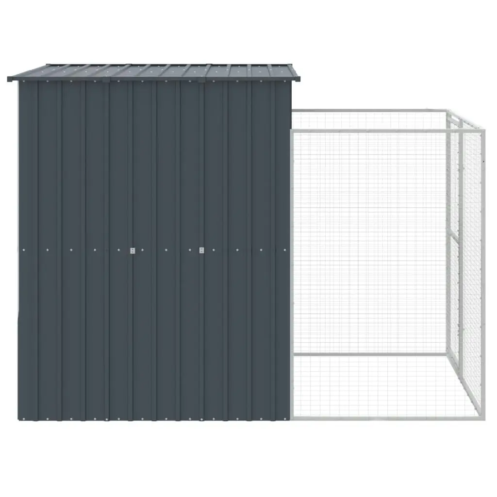 Dog House with Run Anthracite 165x251x181 cm Galvanised Steel 172365