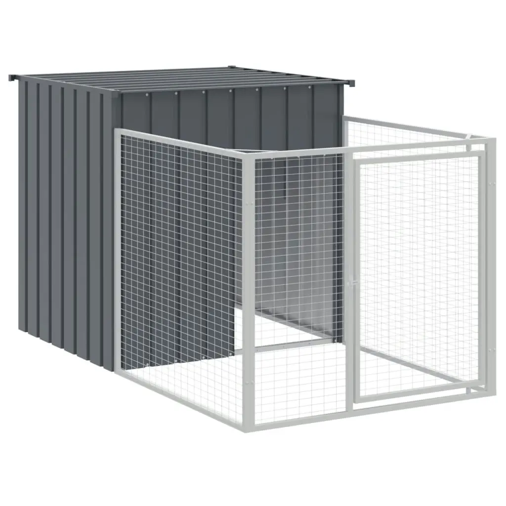 Dog House with Run Anthracite 110x813x110 cm Galvanised Steel 3189081