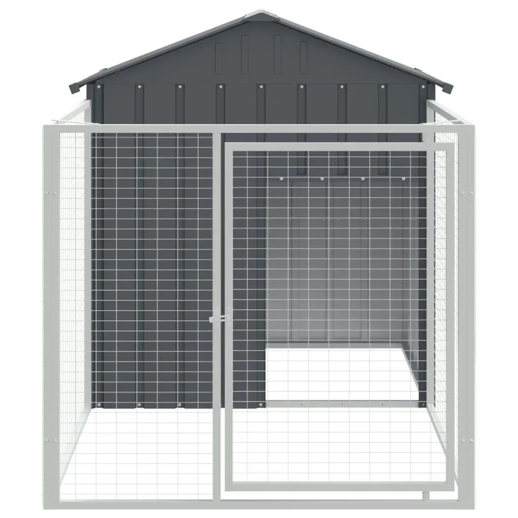 Dog House with Run Anthracite 117x201x123 cm Galvanised Steel 172351