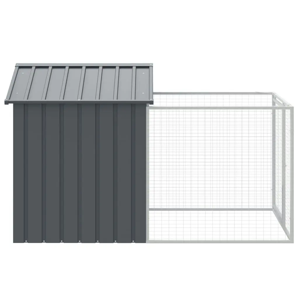 Dog House with Run Anthracite 117x201x123 cm Galvanised Steel 172351