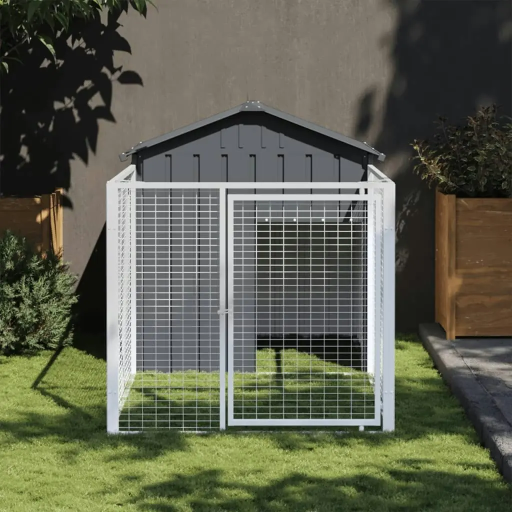 Dog House with Run Anthracite 117x201x123 cm Galvanised Steel 172351