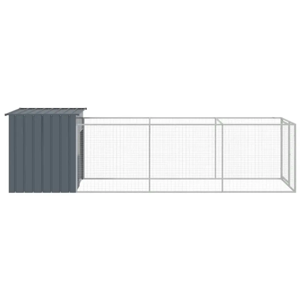 Dog House with Run Anthracite 110x405x110 cm Galvanised Steel 3189079