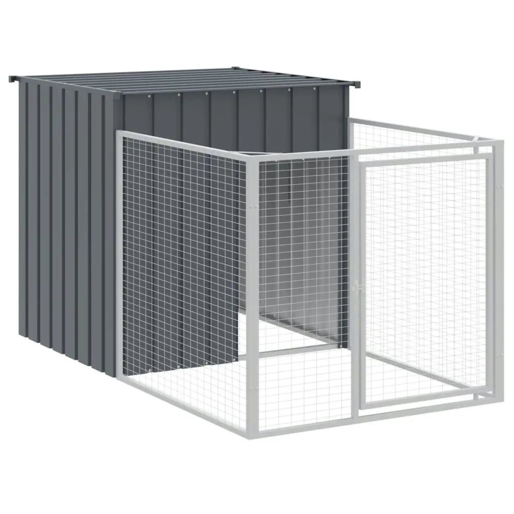 Dog House with Run Anthracite 110x405x110 cm Galvanised Steel 3189079