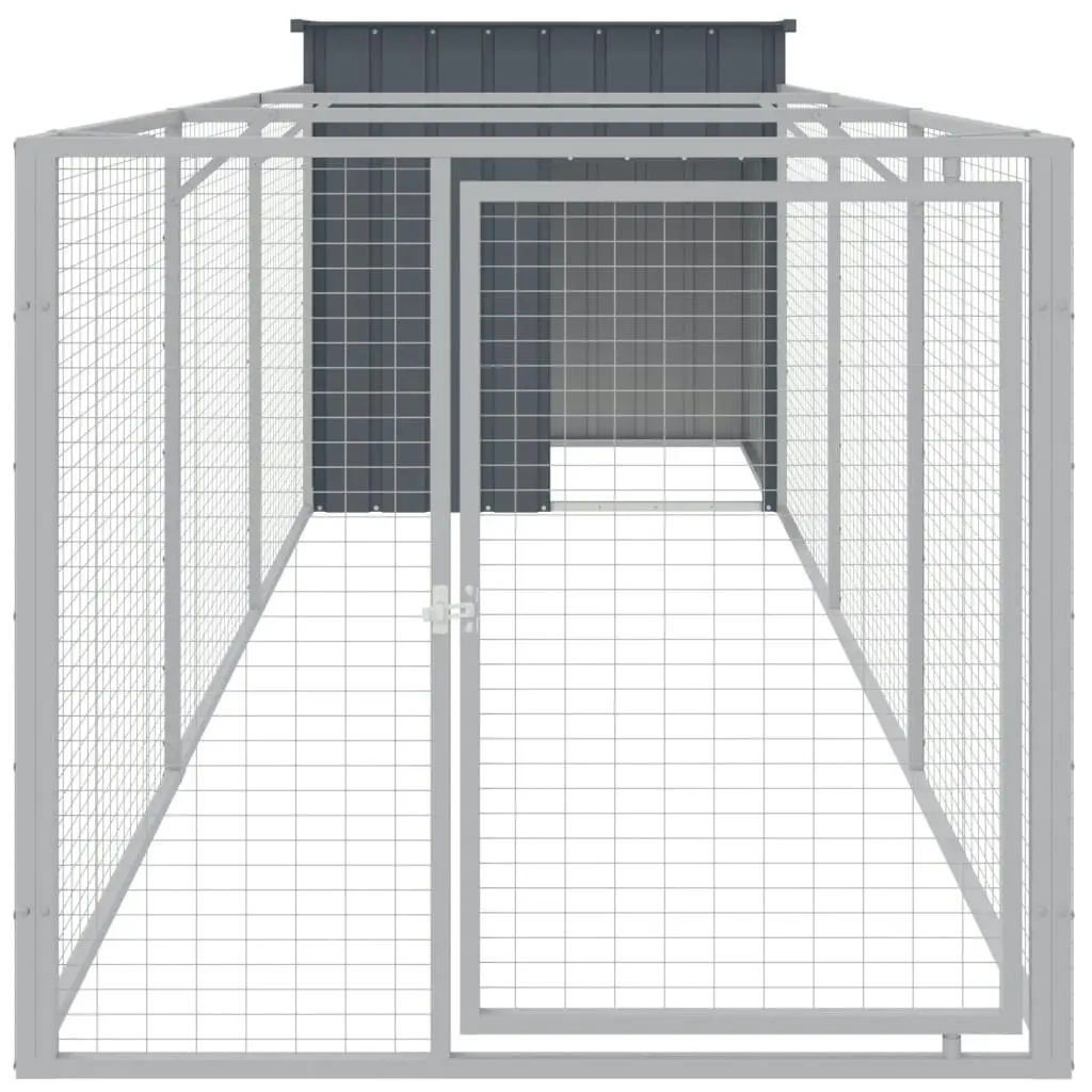 Dog House with Run Anthracite 110x405x110 cm Galvanised Steel 3189079